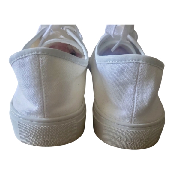 J/Slides NYC White Cushioned Footbed Rubber Sole Canvas Lace-up Sneakers Sz 9 - Picture 4 of 8